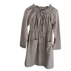 Meshka‎ Tan Button-Up Dress Front Pockets Size 2XL